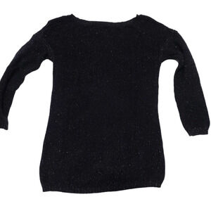 DKNY Jeans black sparkly wide neck metallic sweater size XS